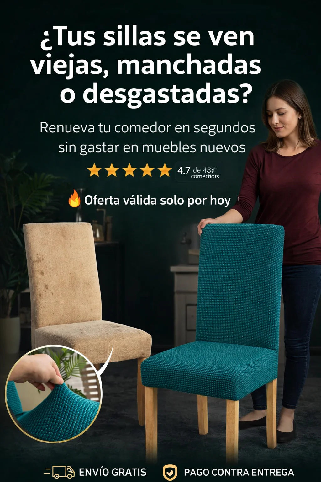 ¿Tus sillas se ven viejas, manchadas o desgastadas? Renueva en segundos