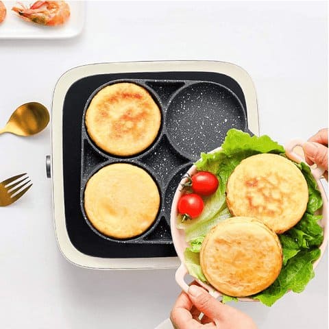 [COCINA 4 A LA VEZ] Sartén Antiadherente 4 Puestos — Apta Inducción