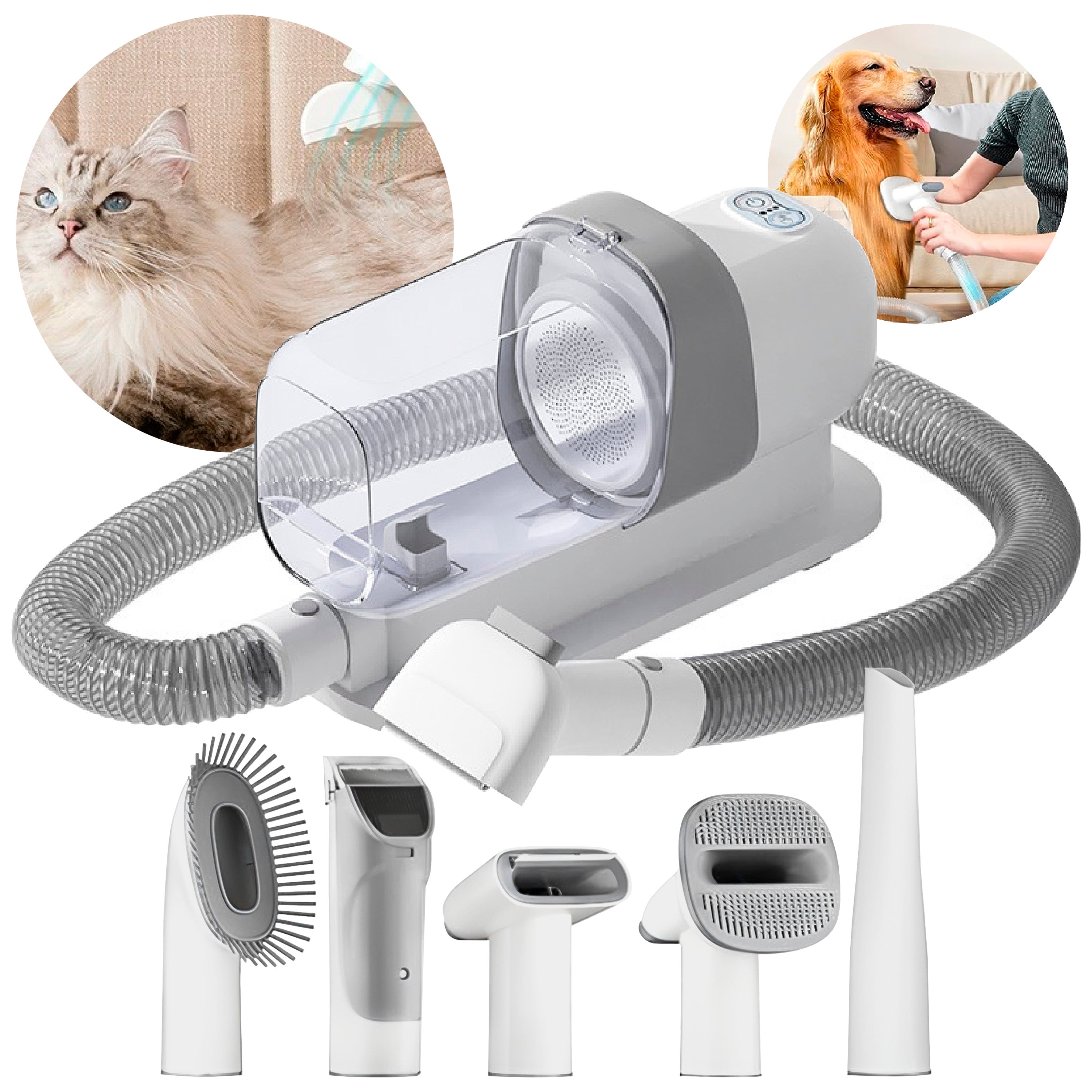 Aspiradora cortadora de pelo eléctrica para perros y gatos, con sistema integrado de aspiración y peines intercambiables — Aprecito Chile