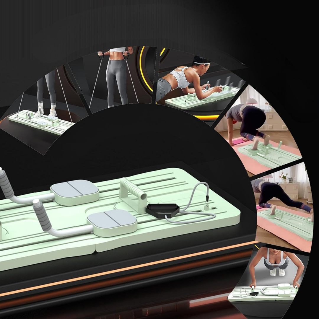 Tabla de pilates plegable reformador con bandas de resistencia