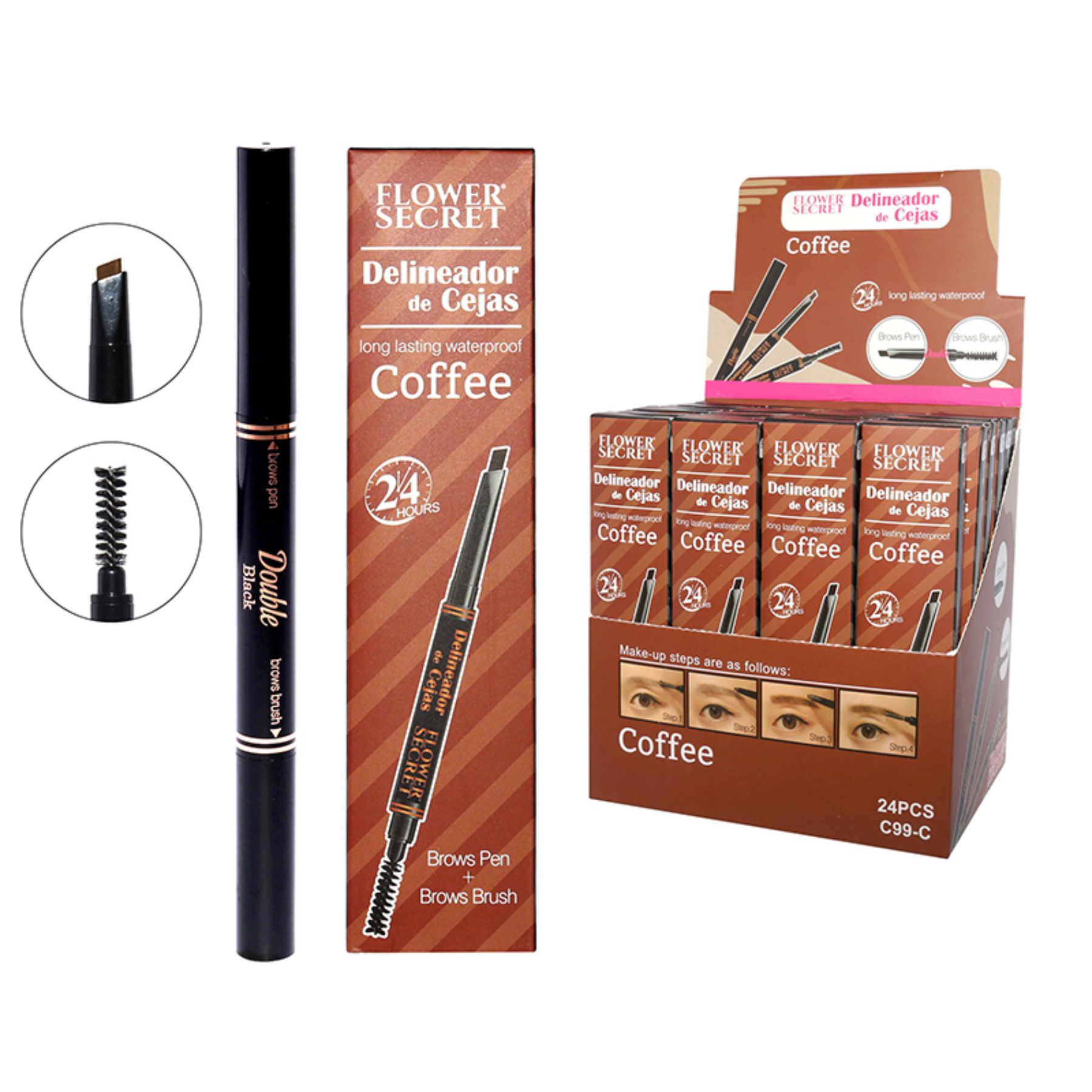 Lápiz Para Cejas De Doble Punta — Color Café