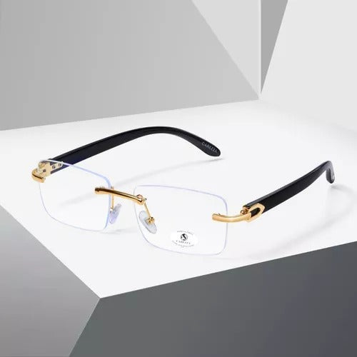 Lentes multifocales fotocromáticos montura metálica dorada y negra