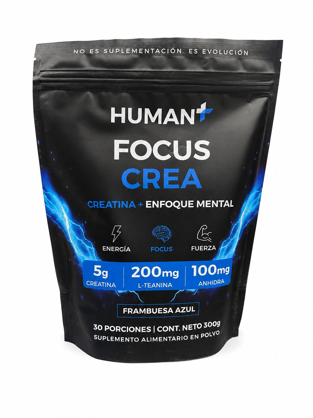 Human+ Focus CREA — pote frambuesa azul 300 g