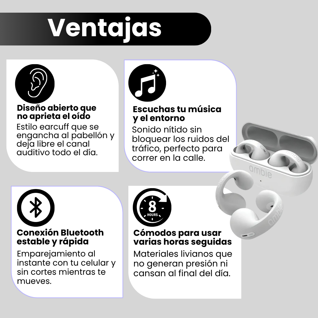 Ventajas de los audífonos de oído abierto: sin presión, escuchas el entorno, firmes al moverte