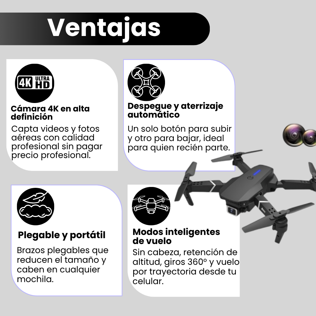 ¿Quieres volar y grabar como un profesional sin gastar miles? Dron plegable 4K