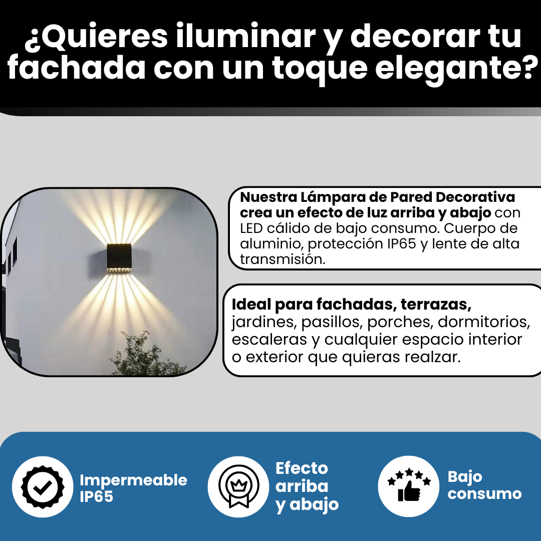 ¿Quieres iluminar y decorar tu fachada con un toque elegante? Lámpara de pared LED