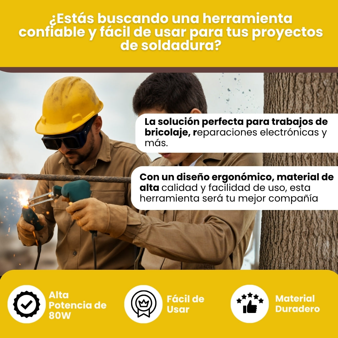 Pistola de soldar ideal para bricolaje y reparaciones electrónicas