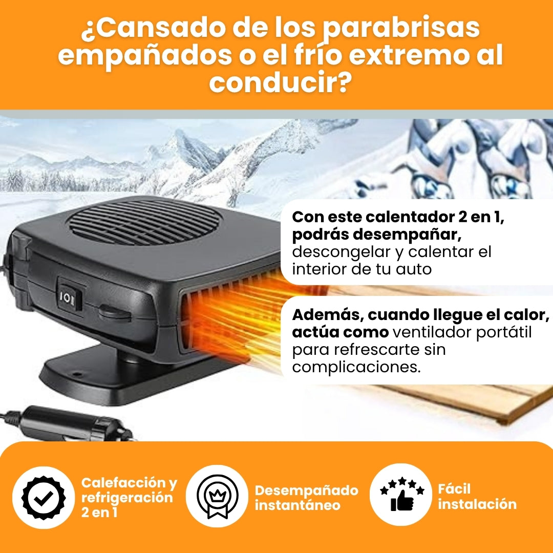 ¿Cansado del parabrisas empañado y el frío al conducir? Calefactor 2 en 1