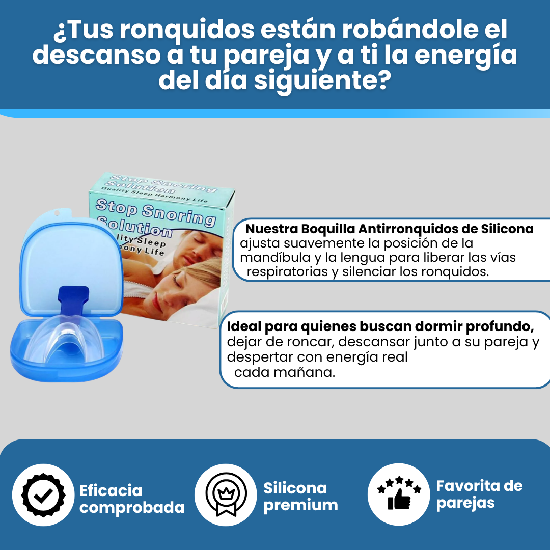 ¿Tus ronquidos roban el descanso a tu pareja? Boquilla antironquidos de silicona