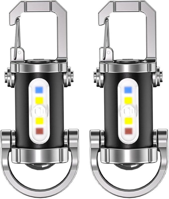 Mini linterna LED COB iluminando en la oscuridad