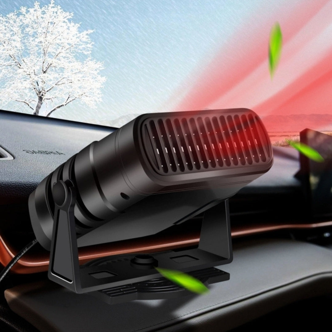 Calefactor para auto con modo calor encendido en el tablero