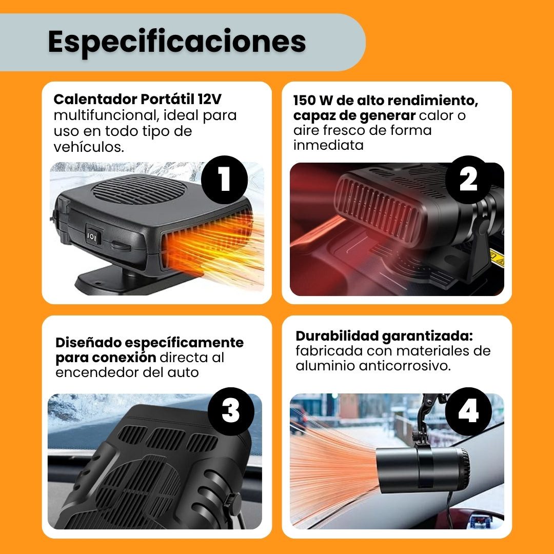 Especificaciones: 150W, conexión 12V, aluminio anticorrosivo