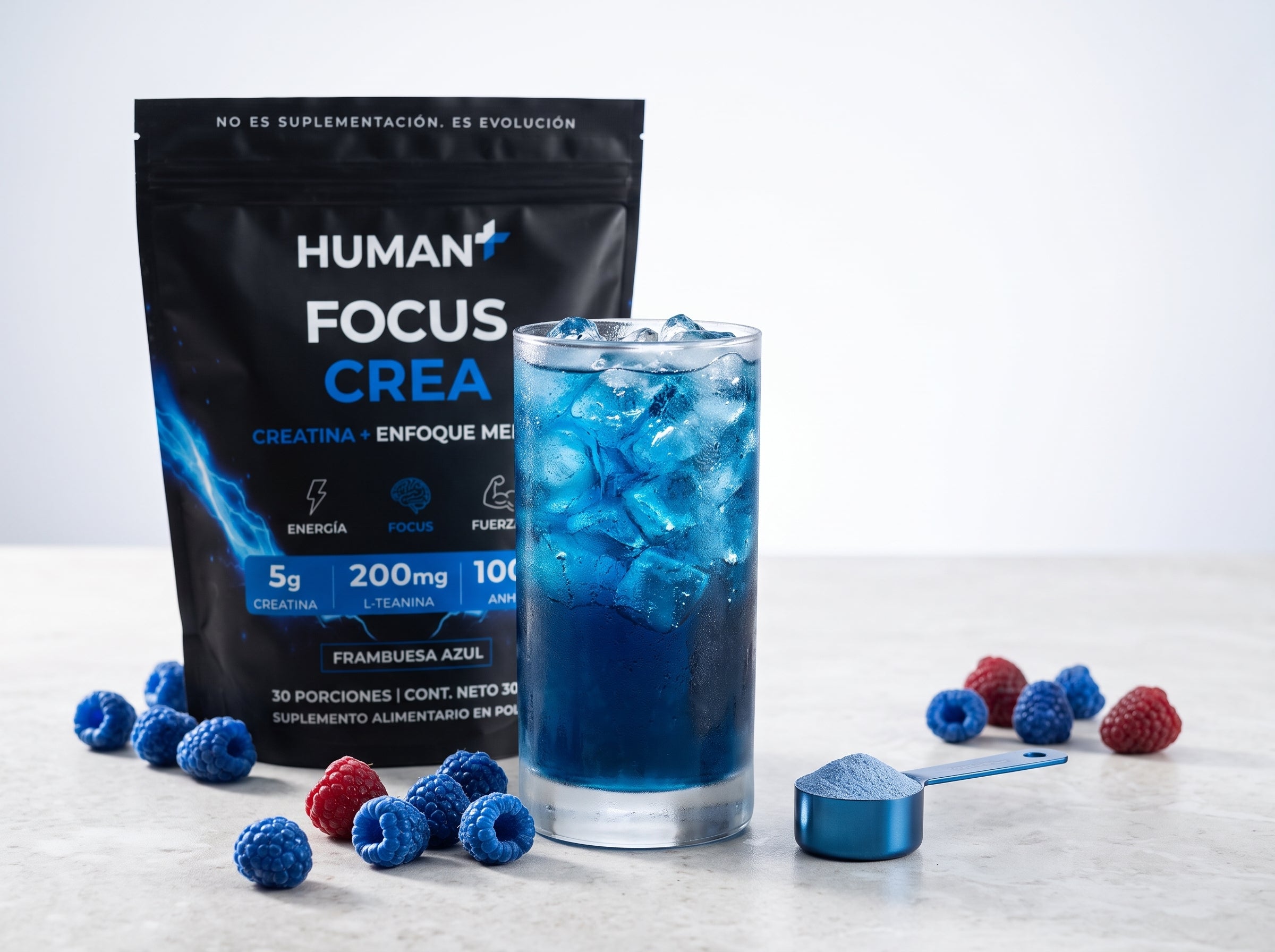 Human+ Focus CREA — vaso frambuesa azul con hielo