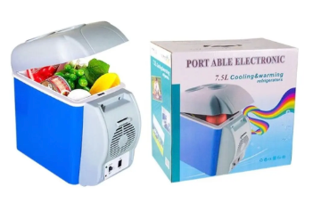 Mini nevera portátil 7.5L con 3 portavasos en la tapa, frío y calor 2 en 1