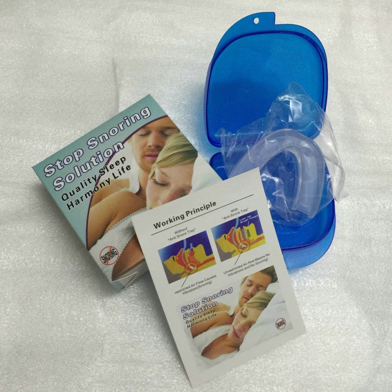 Protector antironquidos de silicona con caja y estuche azul