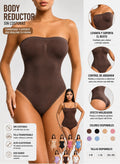 Body reductor sin costuras color cocoa con tirantes y panel de colores