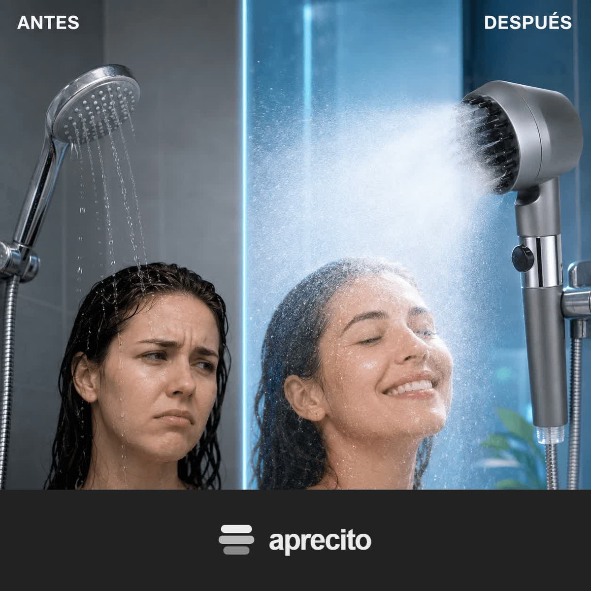 Antes y después: presión de la ducha