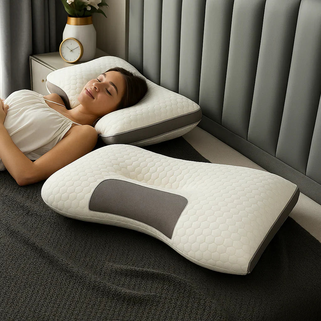 Almohada ergonómica ortopédica en uso